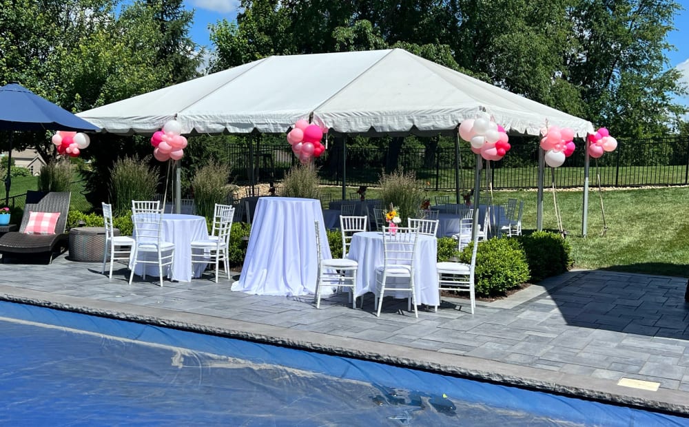 Balloon garland installation styled at a Pittsburgh event