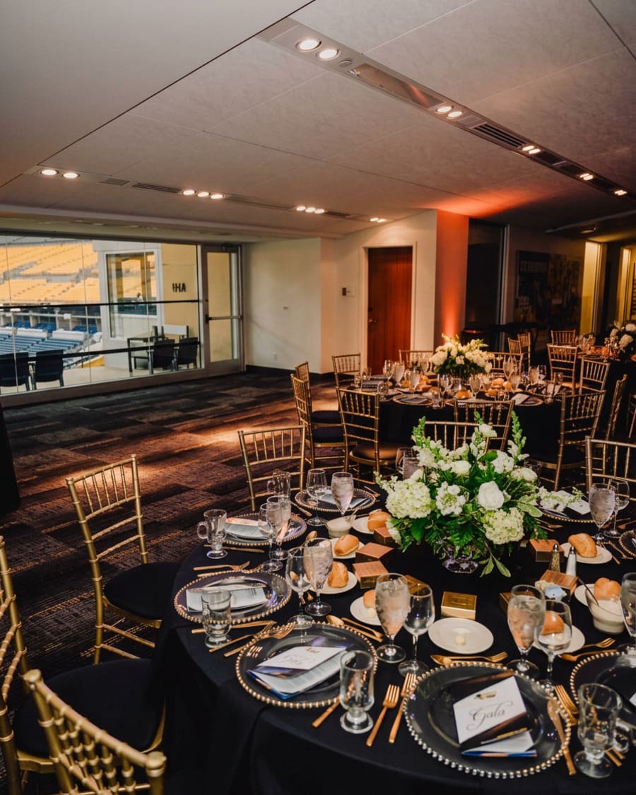 The same ballroom before the marquee letters and balloons