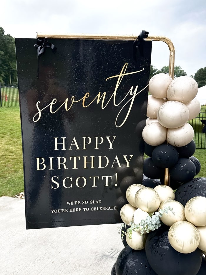 Adult birthday party decor by Party on Butler