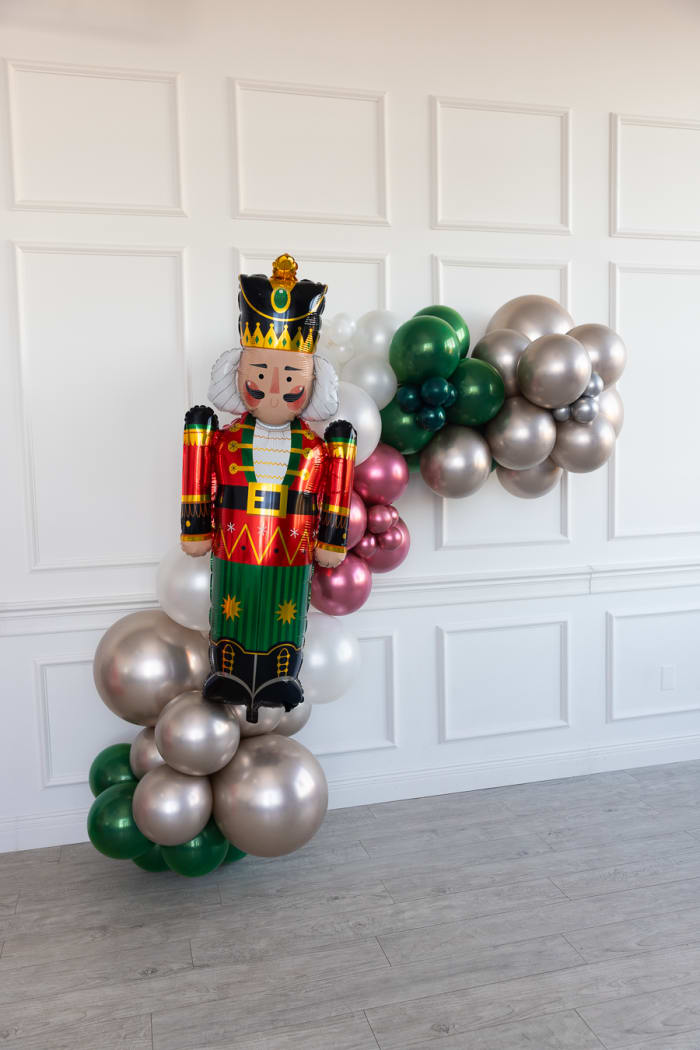 Nutcracker balloon statement piece for corporate holiday parties in Pittsburgh by Party on Butler