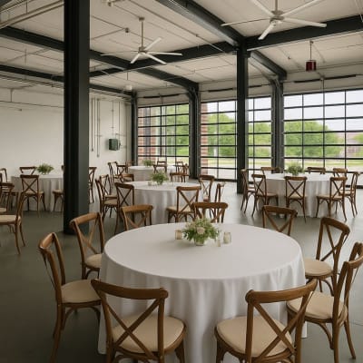 The event space set up for a celebration