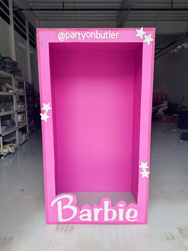 Barbie box photo prop rental by Party on Butler