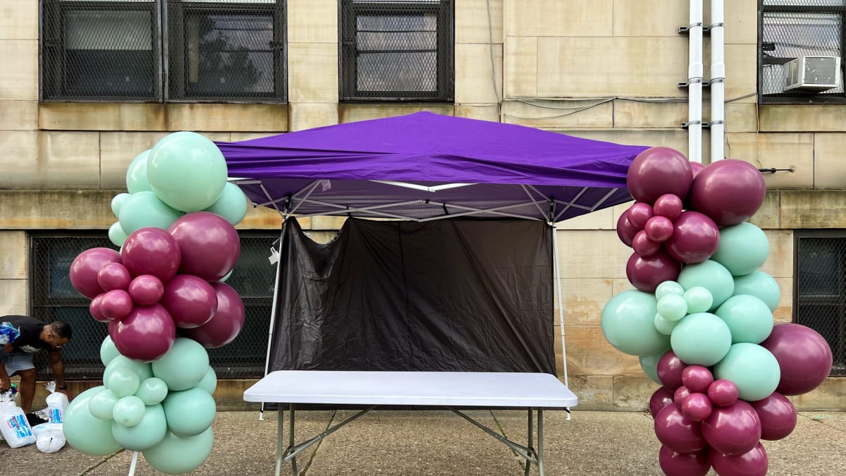 Lush pastel balloon garland and floral backdrop styled for a baby shower by Party on Butler in Pittsburgh