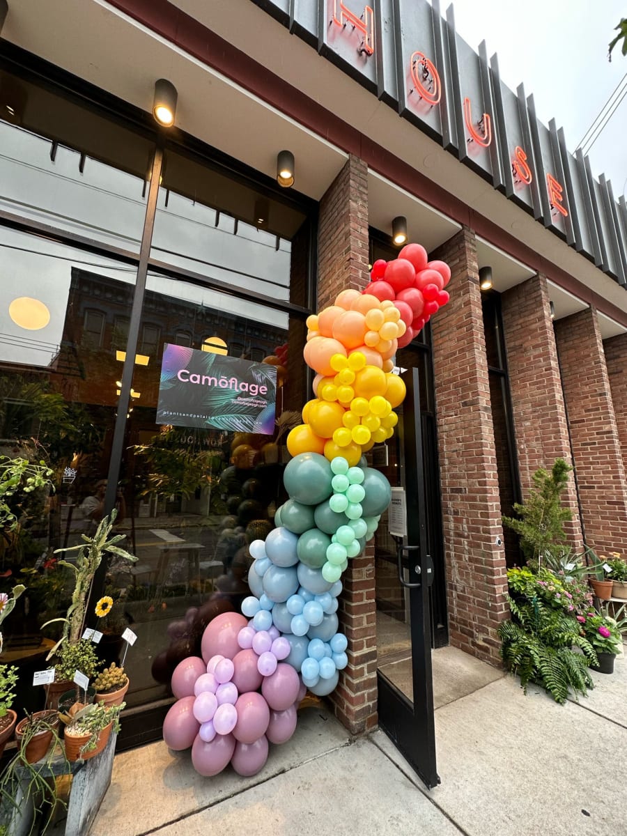 Balloon installation styling inside the Party on Butler Pittsburgh event space