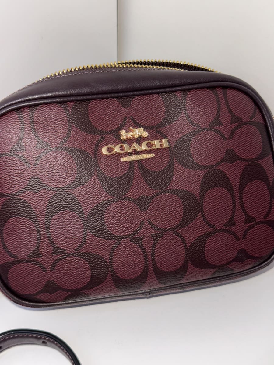 Coach Mini Jamie Camera Bag in signature canvas - gold and oxblood