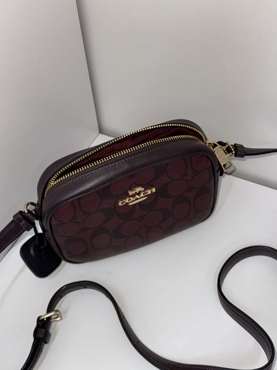 Coach Mini Jamie Camera Bag in signature canvas - gold and oxblood