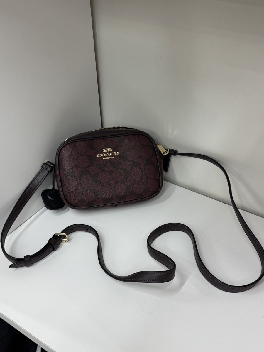 Coach Mini Jamie Camera Bag in signature canvas - gold and oxblood