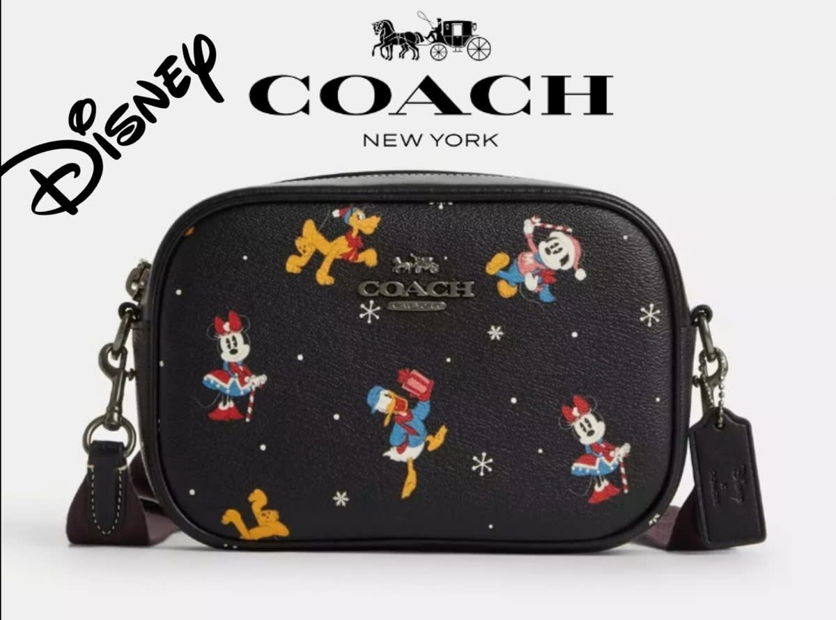 COACH Disney X Coach Mini Jamie Camera Bag with Holiday Print Black Multi CN027
