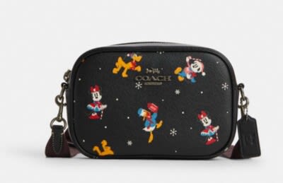 COACH Disney X Coach Mini Jamie Camera Bag with Holiday Print Black Multi CN027