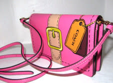 Coach CH181 Anna Fold over Clutch Crossbody Petunia Pink Trompe L'oeil Print