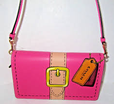 Coach CH181 Anna Fold over Clutch Crossbody Petunia Pink Trompe L'oeil Print