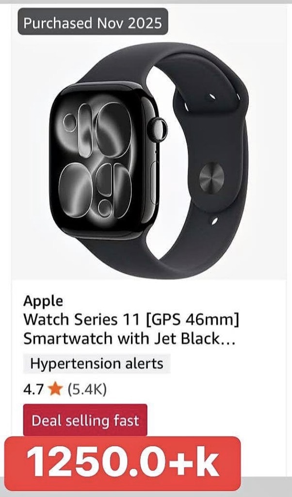 Apple iwatch Series 11 [GPS 46mm] Smartwatch with Jet Black