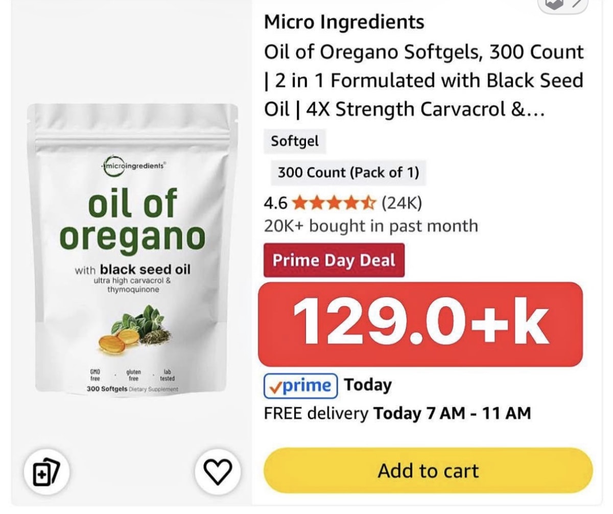 Micro Ingredients Oil of Oregano Softgels, 300 Count | 2 in 1 Formulated with Black Seed Oil | 4X Strength