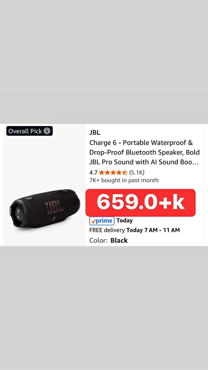 JBL Charge 6 - Portable Waterproof & Drop-Proof Bluetooth Speaker, Bold JBL Pro Sound with Al Sound