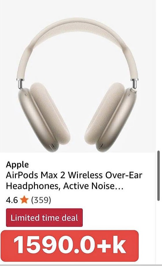 Apple AirPods Max 2 Wireless Over-Ear Headphones, Active Noise