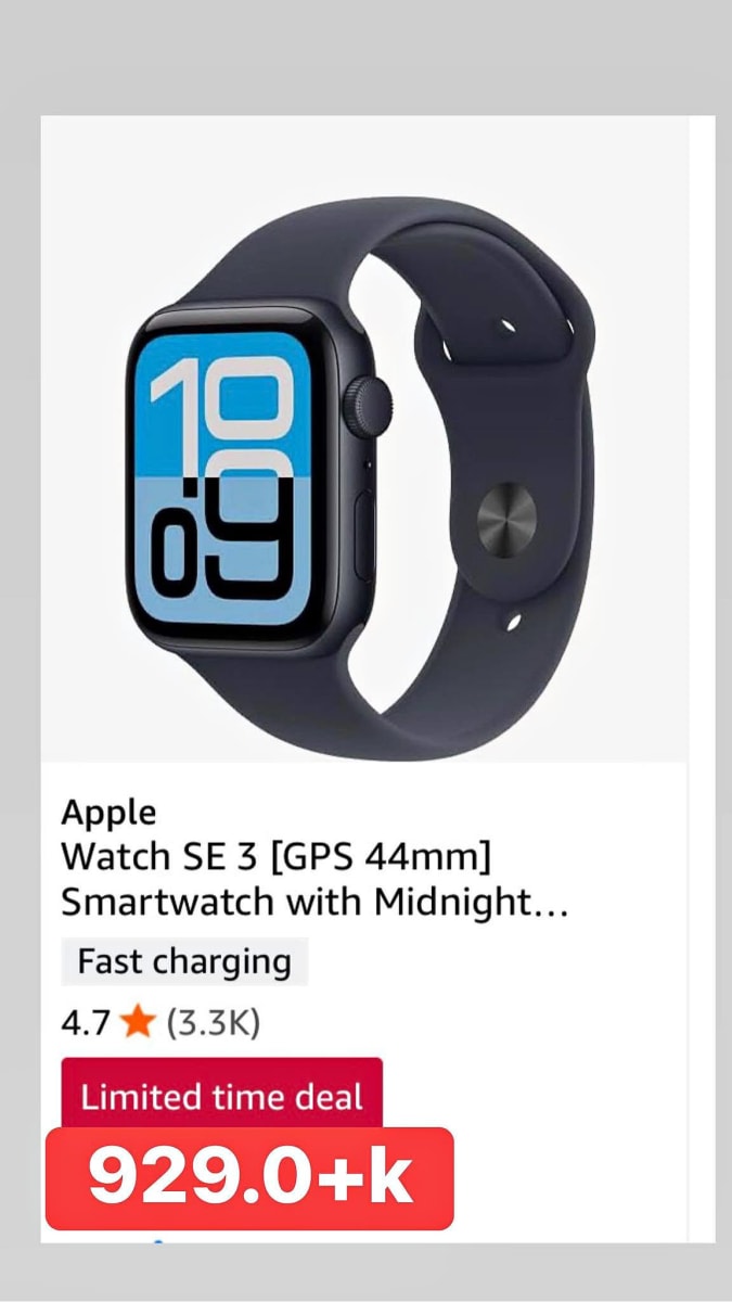 Apple Watch SE 3 [GPS 44mm] Smartwatch with Midnight...