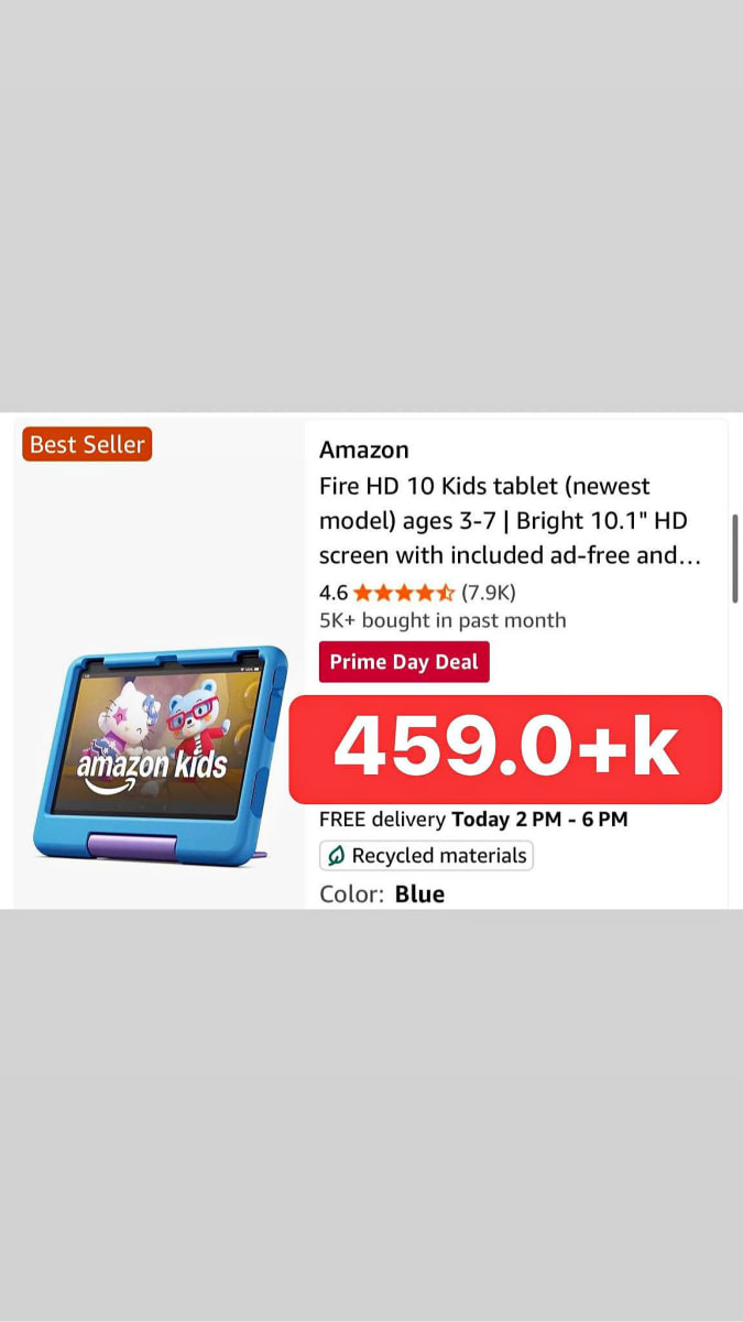 Amazon Fire HD 10 Kids tablet (newest model) ages 3-7 | Bright 10.1" HD screen