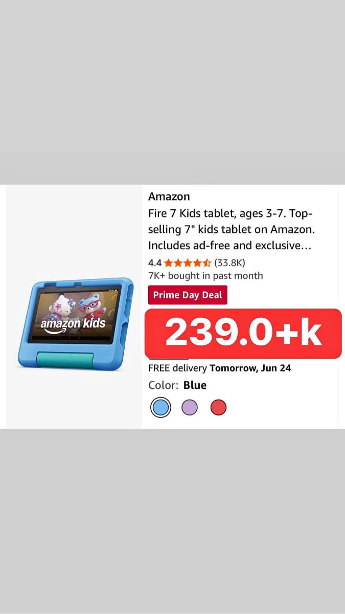 Amazon Fire 7 Kids tablet, ages 3-7. Top-selling 7" kids tablet on Amazon.