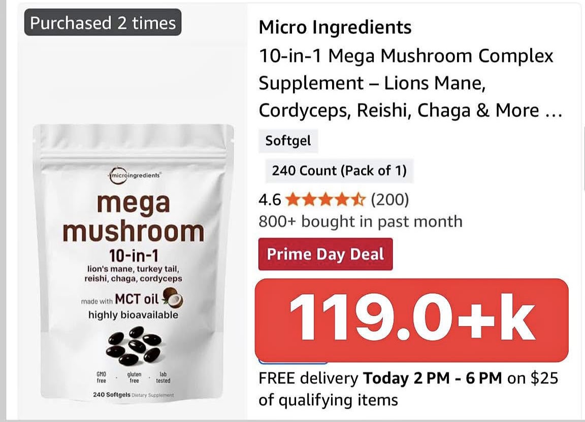 Micro Ingredients 10-in-1 Mega Mushroom Complex Supplement - Lions Mane, Cordyceps, Reishi, Chaga
