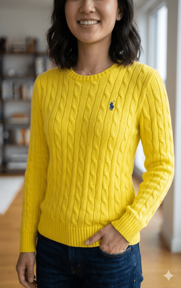 Cable-Knit Cotton Crewneck Sweater