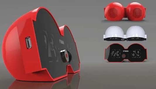 Retro-modernes Designkonzept eines Flip-Clock-Radios von Harder Design