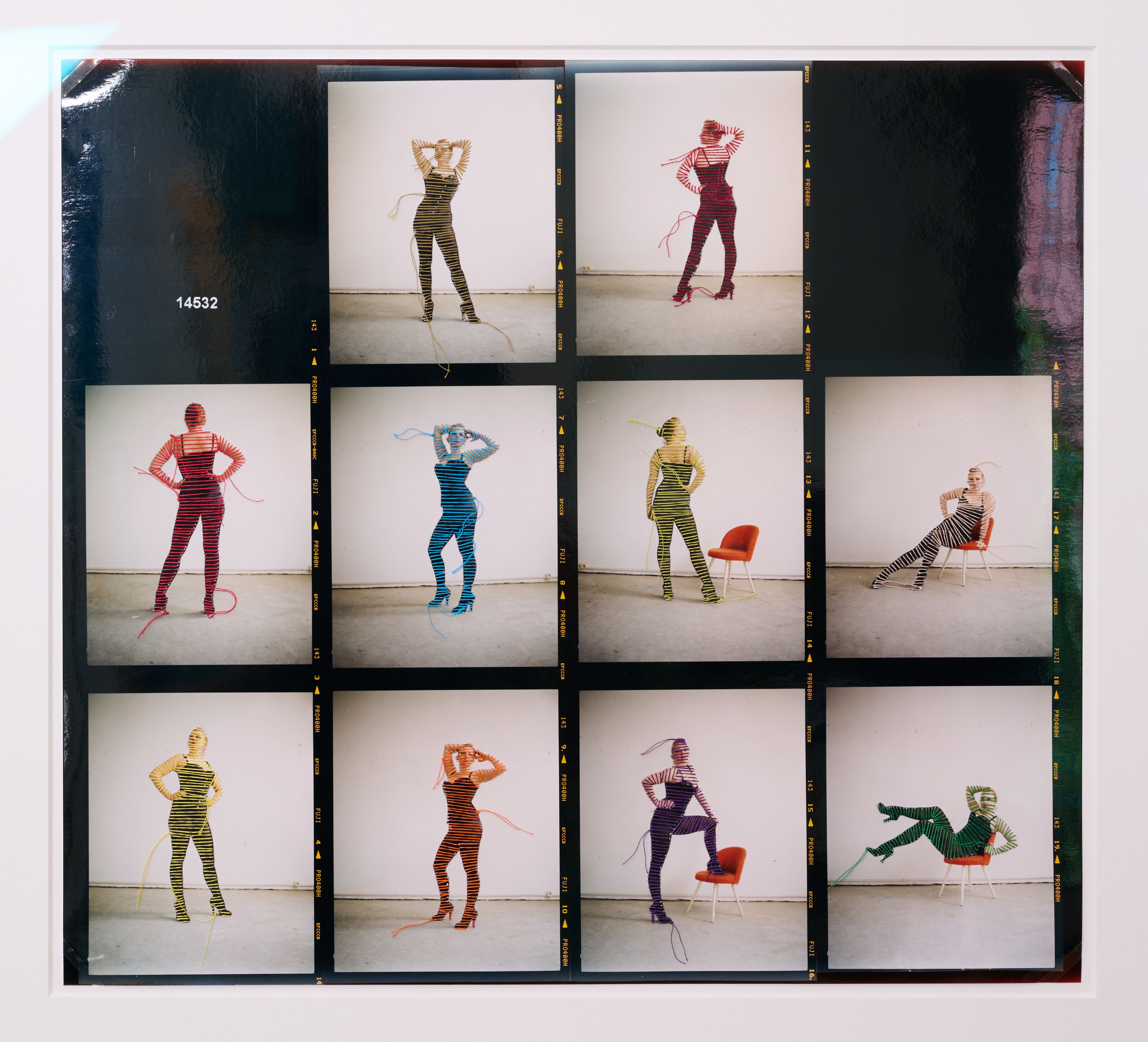 Sissi Farassat, Contactsheet pinup, 2019, C-Print with thread, 40 x 50 cm
