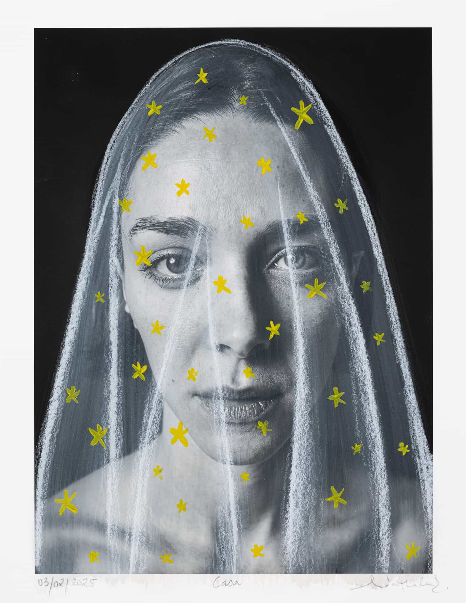 Nathalie Edenburg, How do I feel today - Februrary 1 - 4, 2025, Mixed media intervention on photograph printed on cotton rag paper, 37,2 x 28,3 cm 