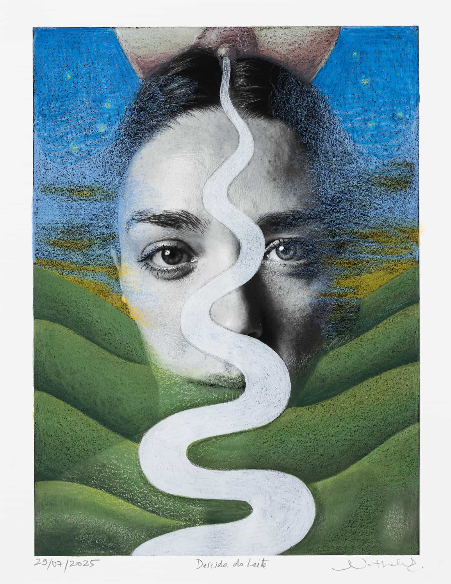 Nathalie Edenburg, How do I feel today - July 20 - 31, 2025, Mixed media intervention on photograph printed on cotton rag paper, 37,2 x 28,3 cm 