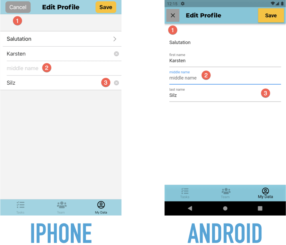 A form in iOS & Android