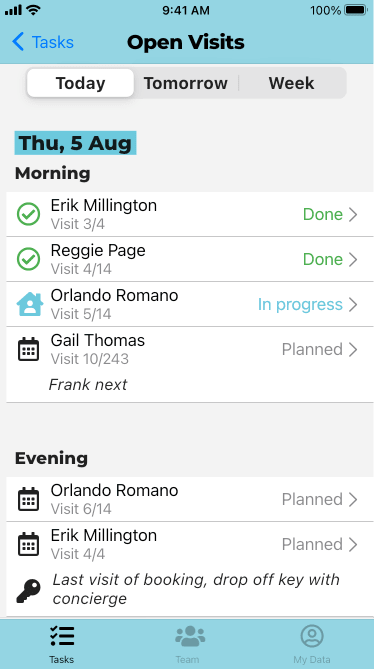 Open visits on iOS