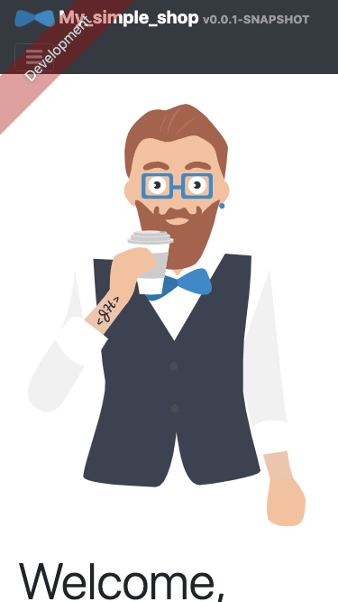 The JHipster application shown on an iPhone 6, part 1