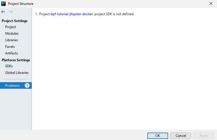 Missing project SDK problem in IntelliJ
