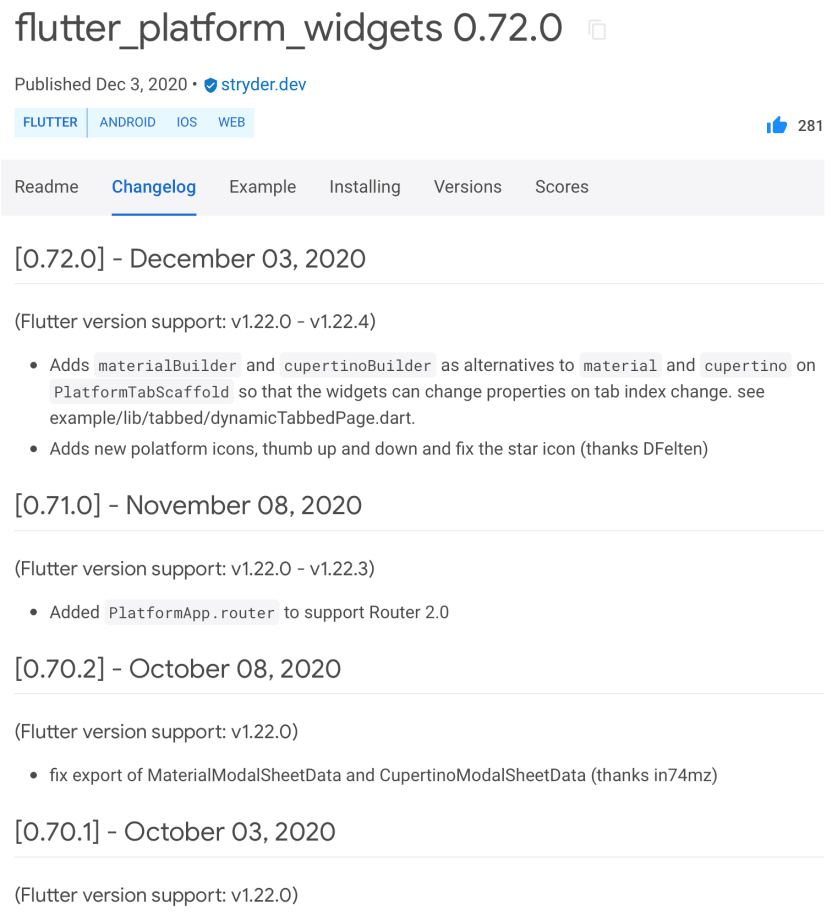 The plugin changelog