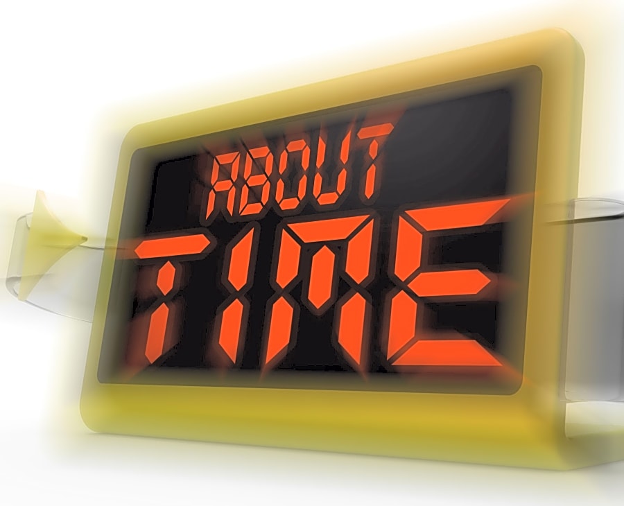 Clock showing About time