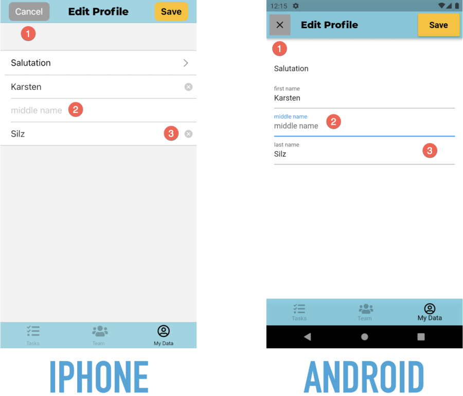 A form in iOS & Android