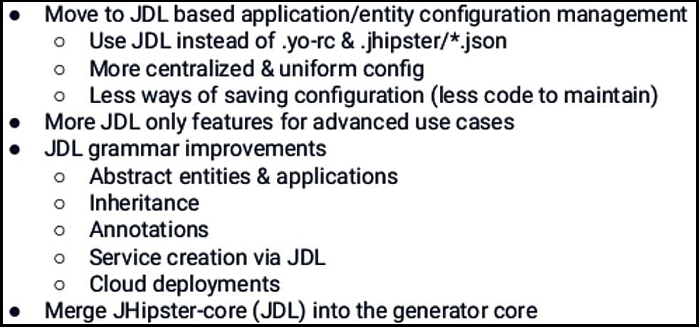 Planned enhancements for JDL in JHipster
