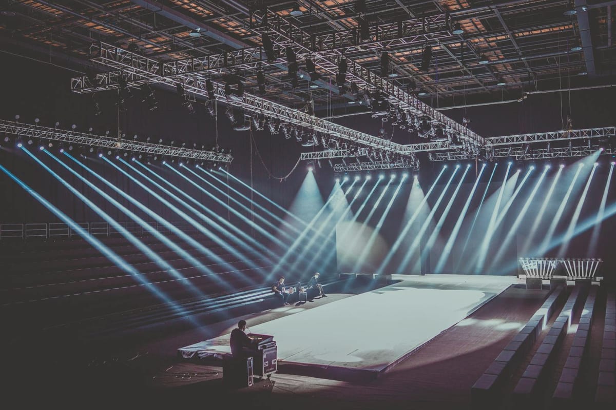 Empty stage with dramatic lights before a performance