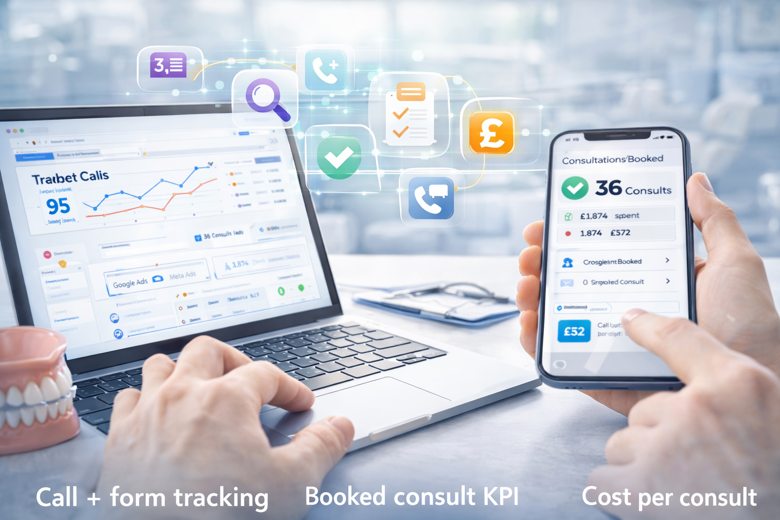 Google Ads conversion tracking for UK dental clinics dashboard