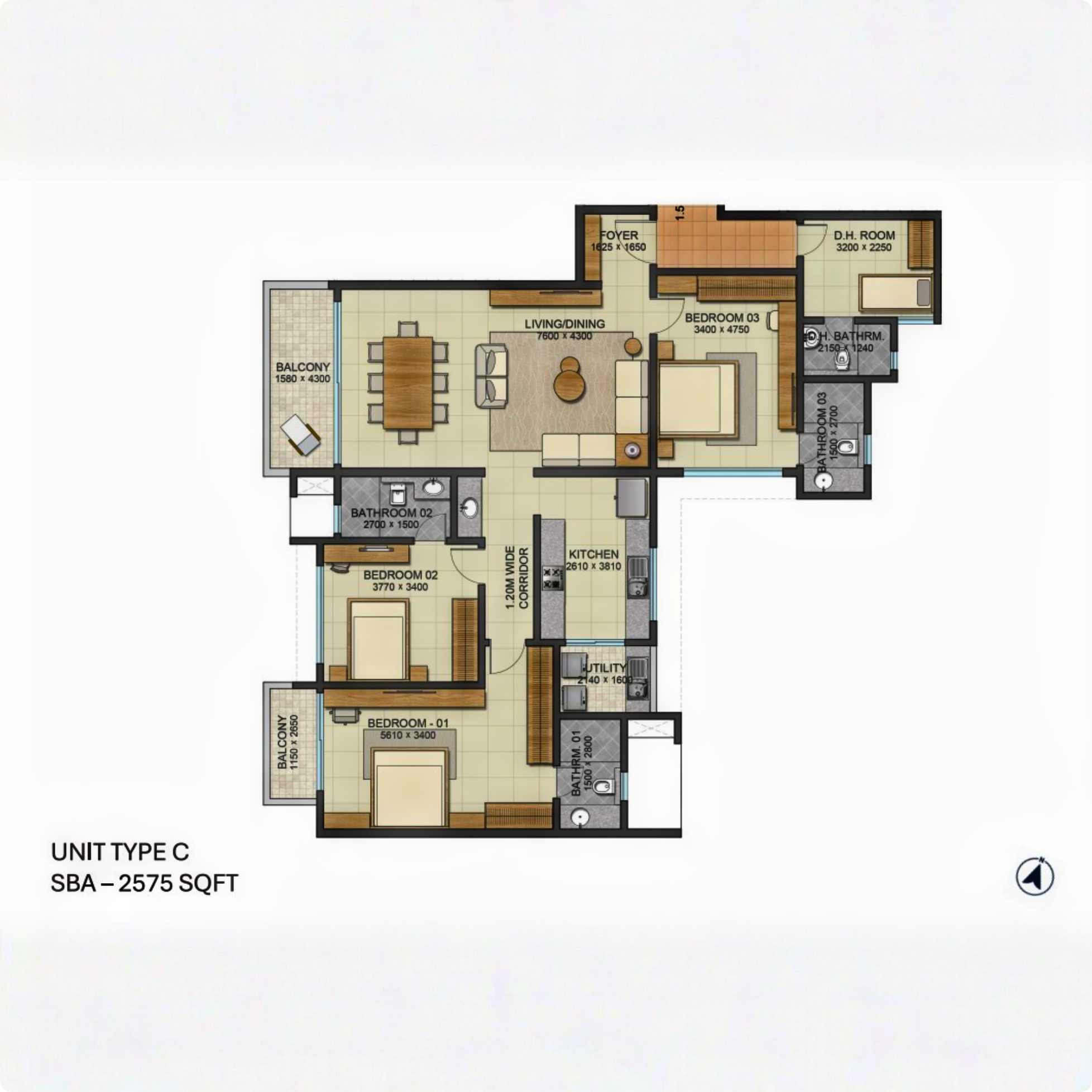 2BHK Floor Plan