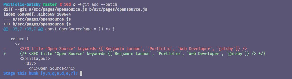 Git Add patch example