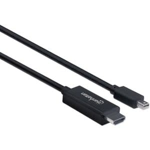 Manhattan Cable Displayport Mini - Hdmi 1080p 1.8m - Cable For Dispositivo De Audio/Vídeo, Hdtv, Proyector, Computadora De Escritorio, Monitor - Admite Hasta1920 X 1080 - Oro Contacto Chapado - Negro - Image 2