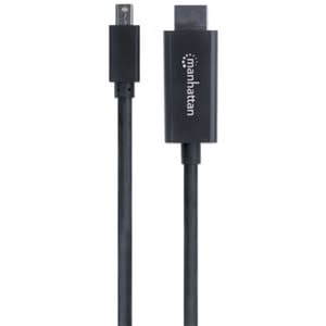 Manhattan Cable Displayport Mini - Hdmi 1080p 1.8m - Cable For Dispositivo De Audio/Vídeo, Hdtv, Proyector, Computadora De Escritorio, Monitor - Admite Hasta1920 X 1080 - Oro Contacto Chapado - Negro - Image 4