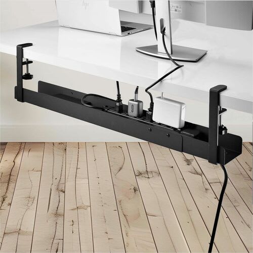 Startech.com Bandeja Administrador De Cables Negro - Para Debajo Del Escritorio - Ajustable - Instalación Sin Perforaciónes - Negro - Bandeja Para Gestión De Cable - 800.1mm Longitud - Acero Con Recubrimiento De Polvo