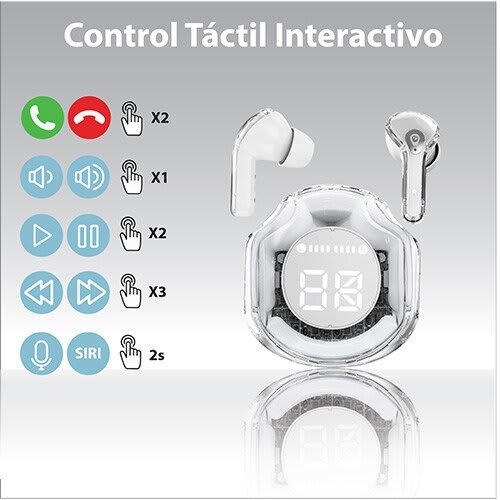 Brobotix Audífonos Inalámbricos Tws Moon, In-Ear Con Cancelación De Ruido, Bluetooth 5.3, Pantalla Led, Microfono Integrado, Estuche Recargable Usb-Tipo C - Image 4