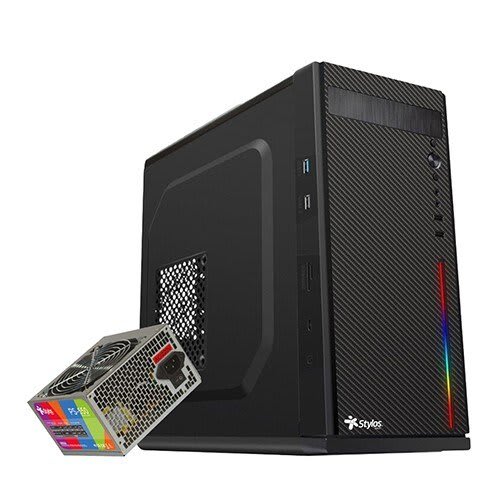 Gabinete Stylos Secai Micro Atx - Mini Atx / Usb 2x1.0- 1x3.0 / Rgb/ Con Fuente De 550w Negro