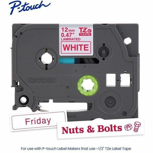 Brother P-Touch Cinta Para Etiquetas - 12mm Ancho - Blanco - Tereftalato De Polietileno (pet) - Laminada - 1 Solamente