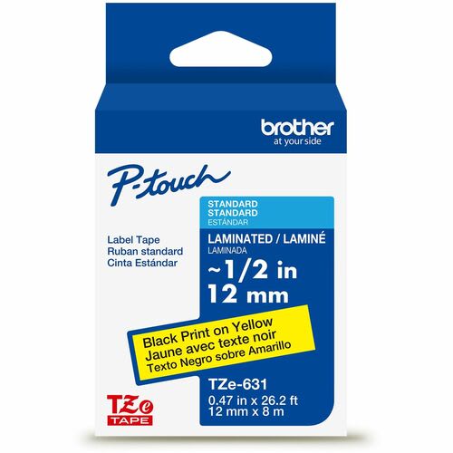 Brother P-Touch Cinta Para Etiquetas - 12mm Ancho - Amarillo - Laminada - 1 Solamente