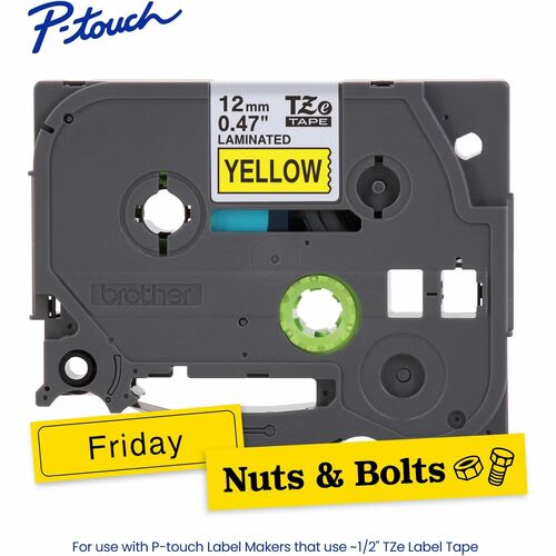 Brother P-Touch Cinta Para Etiquetas - 12mm Ancho - Amarillo - Laminada - 1 Solamente