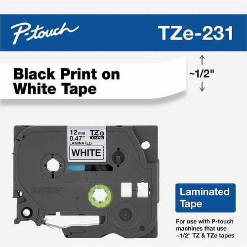 Brother P-Touch Cinta Para Etiquetas - 12mm Ancho - Blanco - Laminada - 1 Solamente