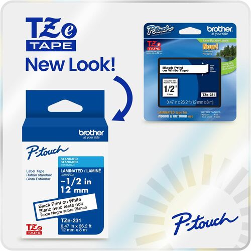 Brother P-Touch Cinta Para Etiquetas - 12mm Ancho - Blanco - Laminada - 1 Solamente